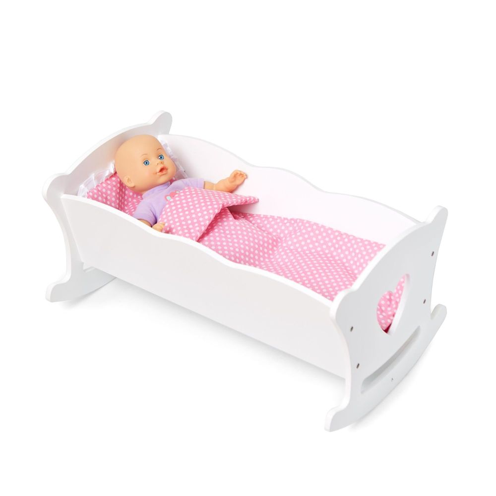 Wildkin White Wooden Large Doll Cradle 20" Dolls